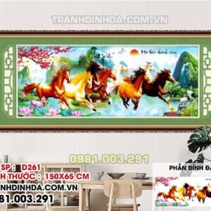 Tranh đính đá Mã Đáo Thành Công D261 Kích thước 150x65cm