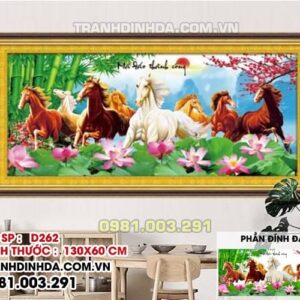 Tranh đính đá Mã Đáo Thành Công D262 Kích thước 130x60cm