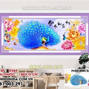 Tranh đính đá ABC gia hòa vạn sự hưng D264 kích thước 180cm x 75cm