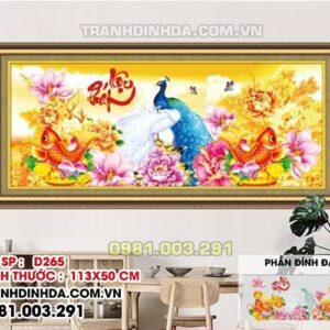 Tranh đính đá ABC Lộc Phát D265 kích thước 113cm x 50cm