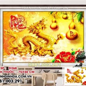 Tranh đính đá ABC Chữ Phúc D268 kích thước 75cm x 50cm
