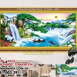 Tranh đính đá ABC Tùng nghênh khách D274 kích thước 104cm x 50cm