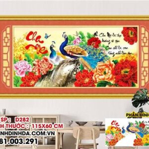 Tranh đính đá cao cấp cha mẹ D282 kích thước 115cm x 60cm