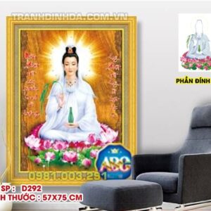 Tranh đính đá phật quan âm D292 Kích thước 57cm x 75cm