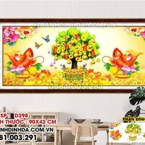 Tranh đính đá Tài lộc D298 Kích thước 90cm x 42cm