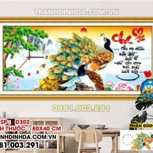 Tranh đính đá ABC cha mẹ D302 kích thước 80cm x 40cm