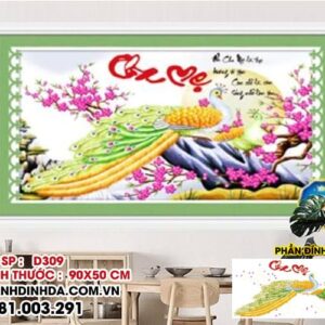 Tranh đính đá ABC chữ cha mẹ D309 kích thước 90x50cm