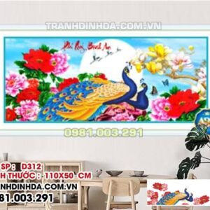 Tranh đính đá Phú Qúy Bình An D312 Kích thước 110cm x 50cm