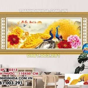 Tranh đính đá cao cấp ABC Phú quý bình an D313 kích thước 110cm x 50cm