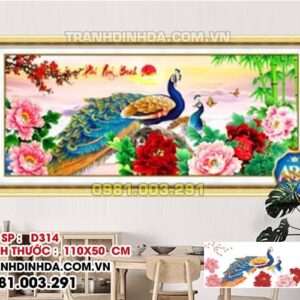 Tranh đính đá cao cấp ABC Phú quý bình an D314 kích thước 110cm x 50cm