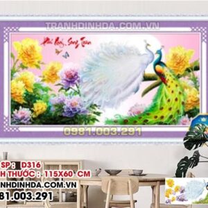 Tranh đính đá phú quý song toàn DF316 Kích thước 115cm x 60cm