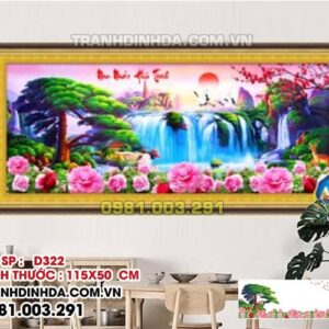 Tranh đính đá ABC Non nước hữu tình D322 kích thước 115cm x 50cm