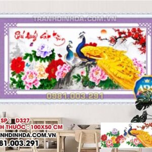 Tranh đính đá Phú Quý Cát Tường D327 Kích thước 100cm x 50cm