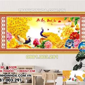 Tranh đính đá Phú Qúy Bình An D329 Kích thước 120cm x 57cm