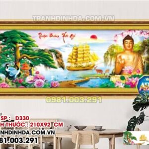 Tranh đính đá cao cấp thuận buồm xuôi gió D330 kích thước 210cm x 92cm