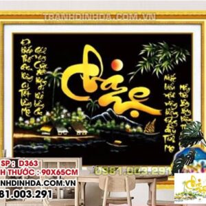 Tranh đính đá ABC chữ cha mẹ D363 kích thước 90x65 cm