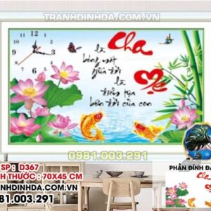 Tranh đính đá ABC chữ cha mẹ D367 kích thước 70x45cm