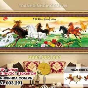 Tranh đính đá Mã Đáo Thành Công DF026 Kích thước 180x65cm