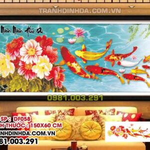 Tranh đính đá cao cấp niên niên hữu dư DF058 kích thước 150cm x 60cm