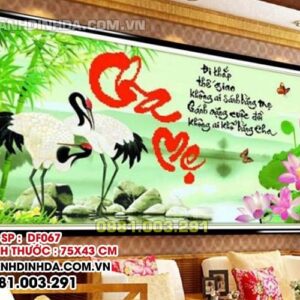 Tranh đính đá ABC chữ cha mẹ DF067 kích thước 74x43cm