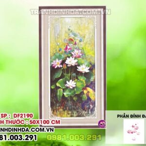 Tranh đính đá Hoa sen DF2190 Kích thước 50cm x 100cm