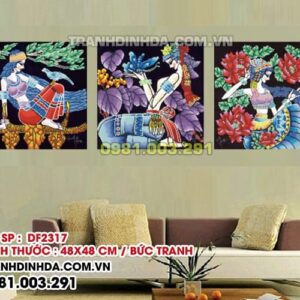 Tranh đính đá nghệ thuật 3 bức DF2317 Kích thước 145cm x 50cm