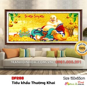 Tranh đính đá phật di lặc - tiếu khẩu trường khai DF266 kích thước 150cm x 65cm