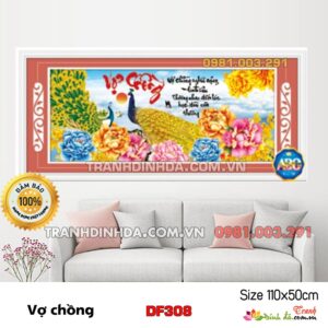 Tranh đính đá vợ chồng DF308 Kích thước 110cm x 50cm