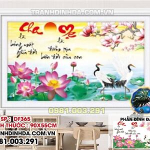 Tranh đính đá ABC chữ cha mẹ DF365 kích thước 90x55cm
