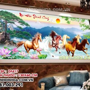 Tranh đính đá ngựa Mã Đáo Thành Công DF417 Kích thước 130 X 60cm