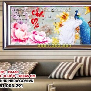 Tranh đính đá ABC chữ cha mẹ D430 kích thước 90x45 cm