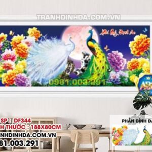 Tranh đính đá Phú Qúy Bình An DF344 Kích thước 188cm x 80cm