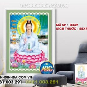 Tranh đính đá phật quan âm D349 Kích thước 55cm x 75cm