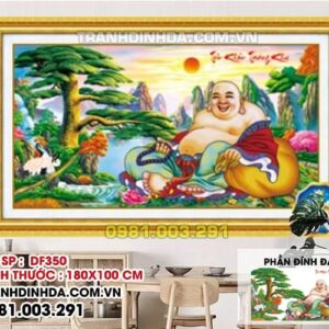 Tranh đính đá phật di lặc - tiếu khẩu trường khai DF350 kích thước 180cm x 100cm