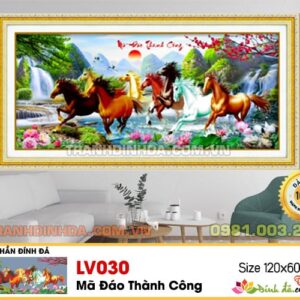 Tranh đính đá ngựa Mã Đáo Thành Công LV030 Kích thước 120x60cm