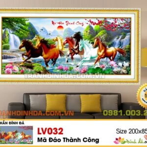 Tranh đính đá ngựa Mã Đáo Thành Công LV032 Kích thước 200x85 cm