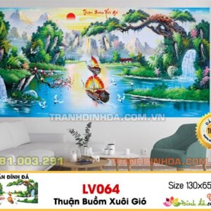 Tranh đính đá cao cấp Lavender Thuận buồm xuôi gió LV064 Kích thước 130cm x 65c