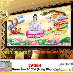 Tranh đính đá Quan Thế Âm Bồ Tát - Long Phụng V084 80x50 cm