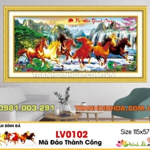 Tranh đính đá Mã Đáo Thành Công V102 Kích thước 115x57cm