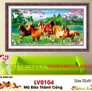 Tranh đính đá Mã Đáo Thành Công LV104 Kích thước 112x61 cm