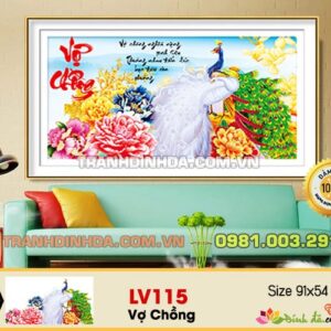 Tranh đính đá cao cấp vợ chồng LV115 kích thước 91cm x 54cm