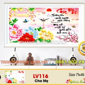 Tranh đính đá cao cấp cha mẹ LV116  kích thước 71cm x 49cm