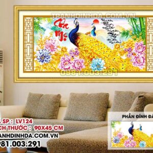 Tranh đính đá cao cấp Cha Mẹ LV124 kích thước 90cm x 45cm