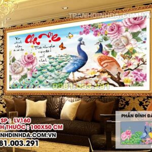 Tranh đính đá cao cấp cha mẹ LV160 kích thước 100cm x 50cm