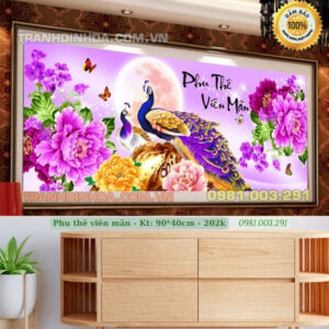 Tranh đính đá phu thê viên mãn DF402 Kích thước 90cm x 40cm