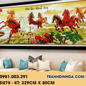 Tranh đính đá Mã Đáo Thành Công D075  Kích thước 229x80cm