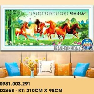 Tranh đính đá Mã Đáo Thành Công D2668 Kích thước 210x98cm