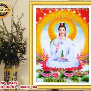Tranh đính đá phật quan âm D459 Kích thước 38cm x 50cm