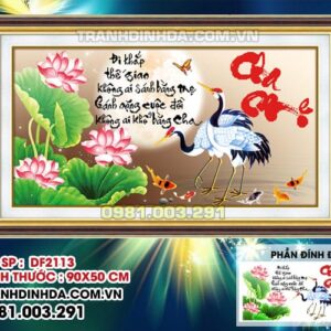 Tranh đính đá ABC chữ cha mẹ df2113 kích thước 90x50 cm