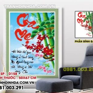 Tranh đính đá cha mẹ D158 Kích thước 50cm x 67cm